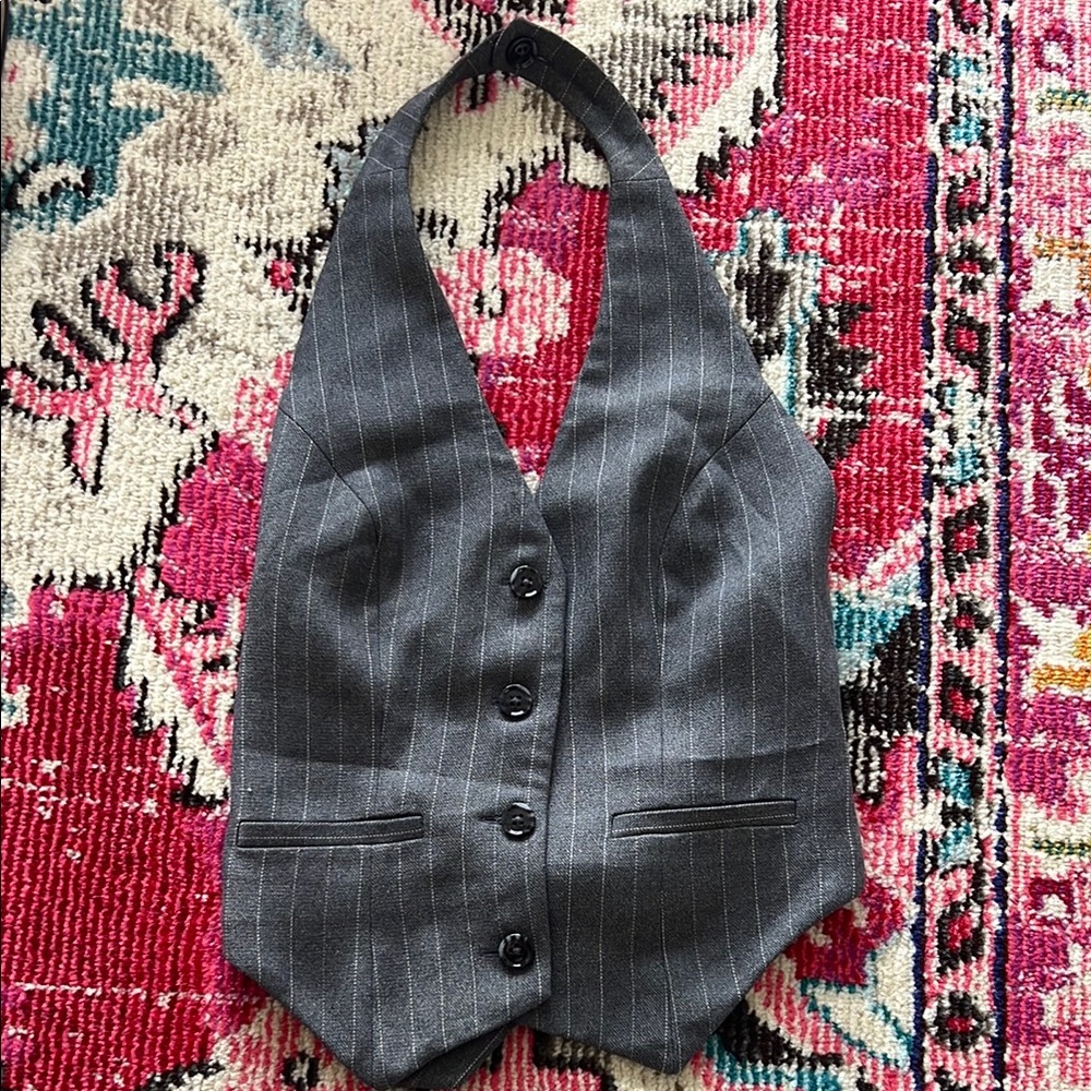 Abercrombie & Fitch Charcoal Pinstripe Vest